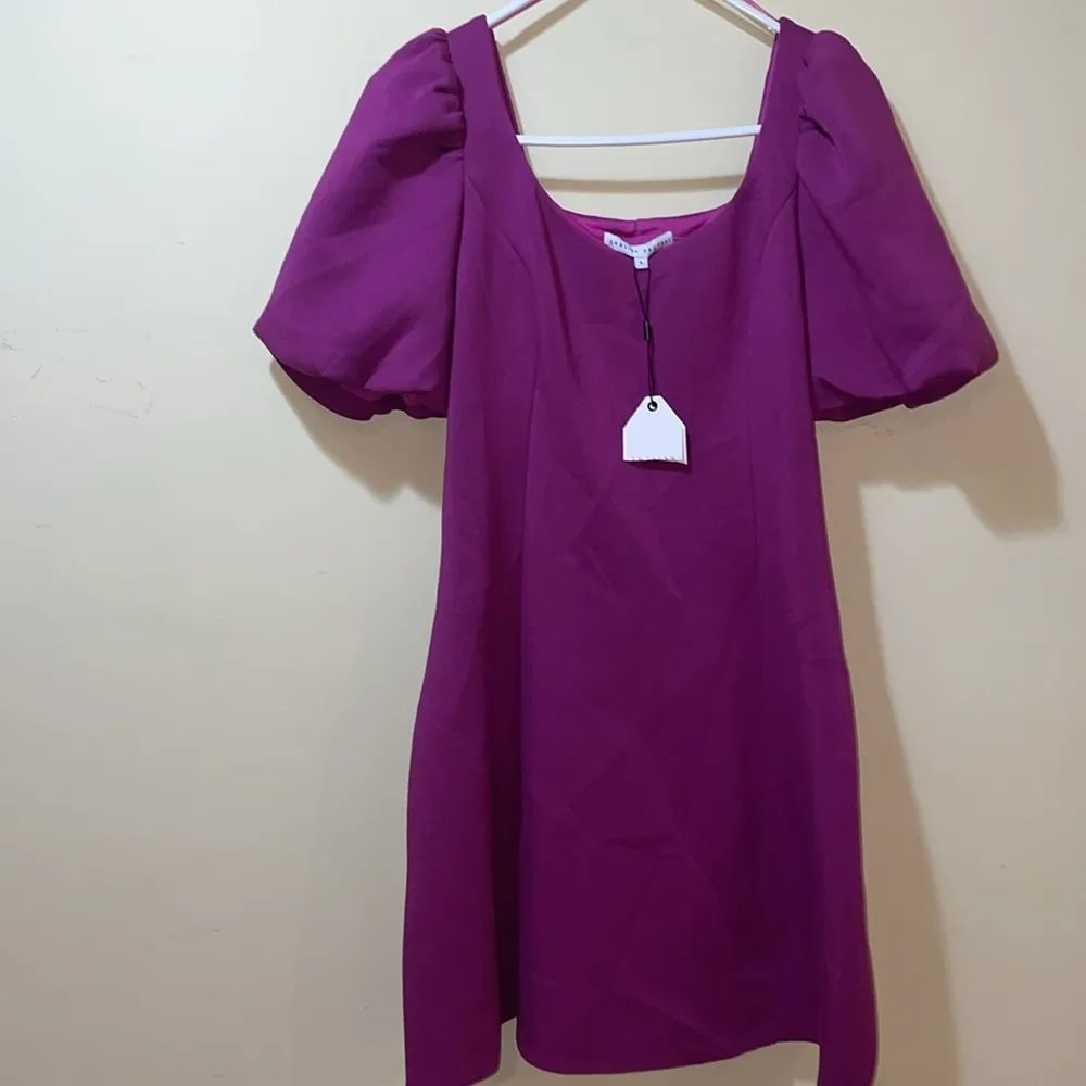 Womens New English Factory Puff Sleeve Mini Dress - Image 4