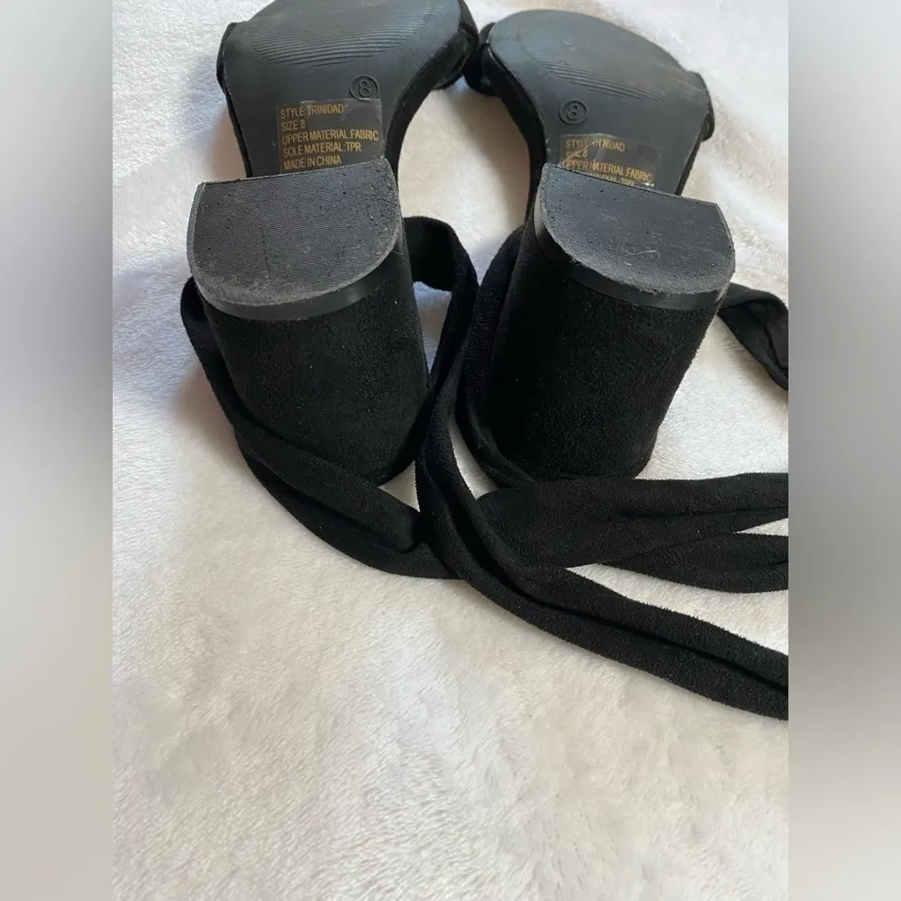 Lulu’s Trinidad Black Suede Lace-Up Heels Size 8 - Image 13