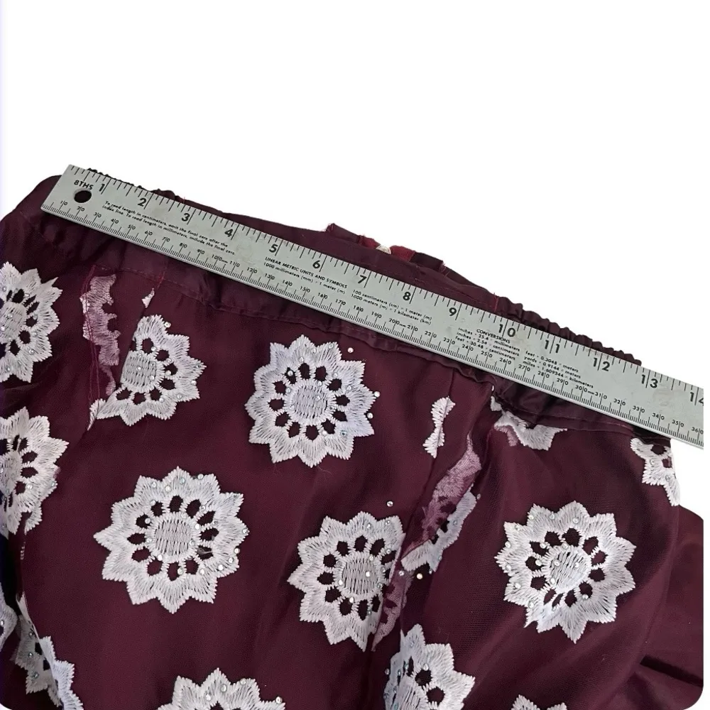HANDMADE Lace African Style Formal Top Skirt Burgundy White Hand Crafted Size M - Image 11