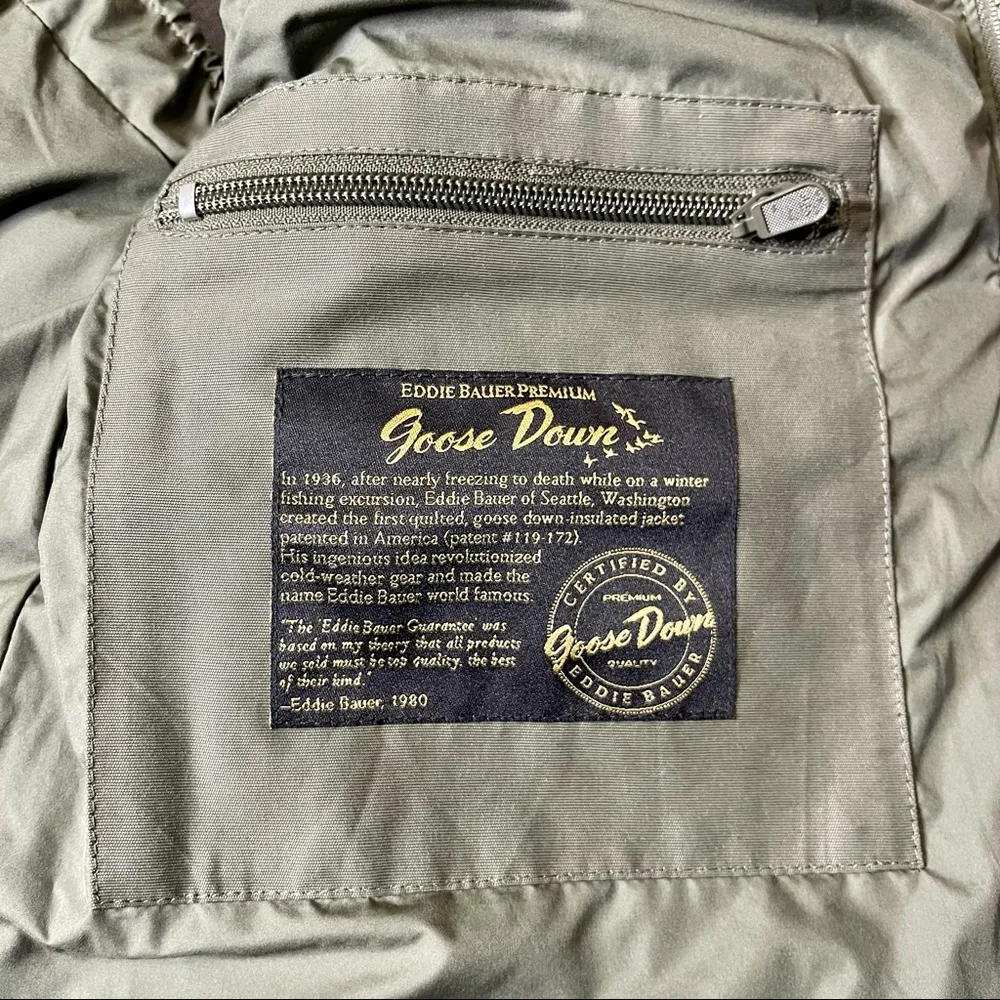 Eddie Bauer Goose Down Vest Puffer Jacket Green Waterproof Small - Image 16