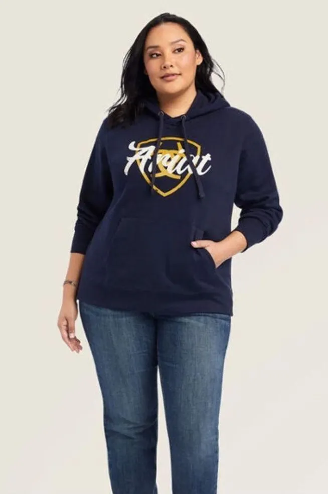 Ariat REAL Shield Logo Hoodie navy eclipse large NWOT country cowgirl western​ - Image 9