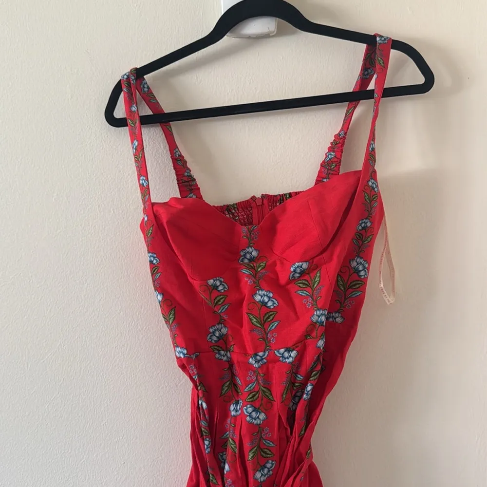 FARM RIO Red Sweet Bloom Bouquet Lenzing Ecovero Euroflax Mini Dress,Medium,$210 - Image 7