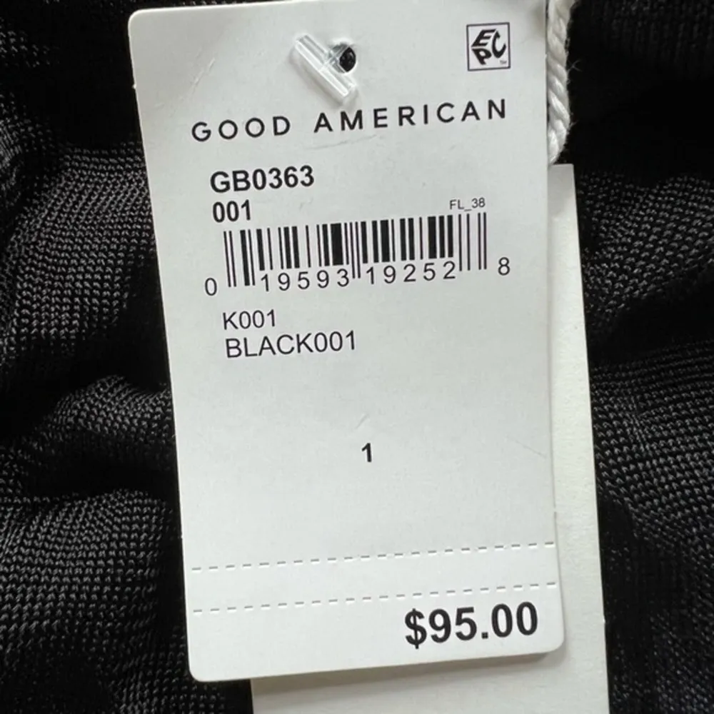 Good American Black Sheer Mesh Long Sleeve Scoop Neck Bodysuit Size 1/Small NWT - Image 6