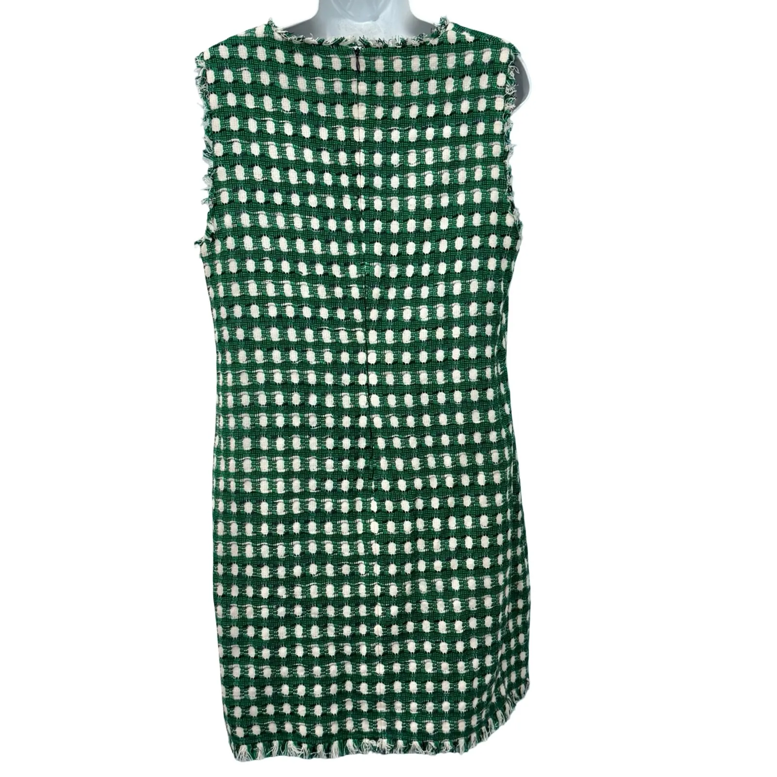 Linton for LK Bennett London Green White Tweed Sheath Sleeveless Dress Size 12 - Image 6