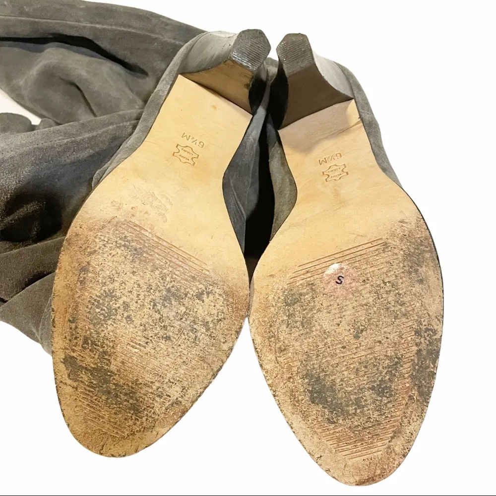 Michael Michael Kors Size 6.5 Grey Suede Leather Knee High Slouch Boots - Image 9