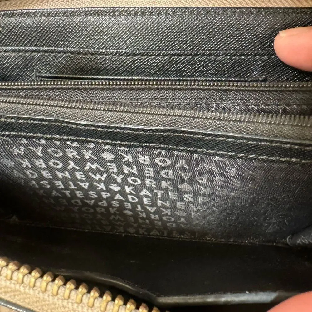 Kate Spade Beige Black Color Block Zip Full Size Wallet - Image 6
