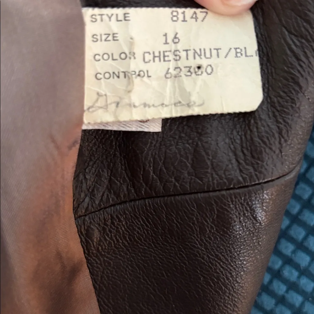 VTG Leathers By New England Belted Trench Coat Sz 16 Chocolate Brown Black Lined - Image 11