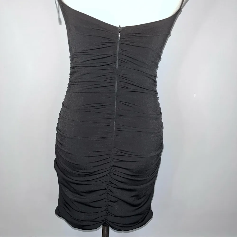 OLIVACEOUS Black Bodycon Ruched Halter Cutout Short Mini Dress Small NWOT LBD - Image 11