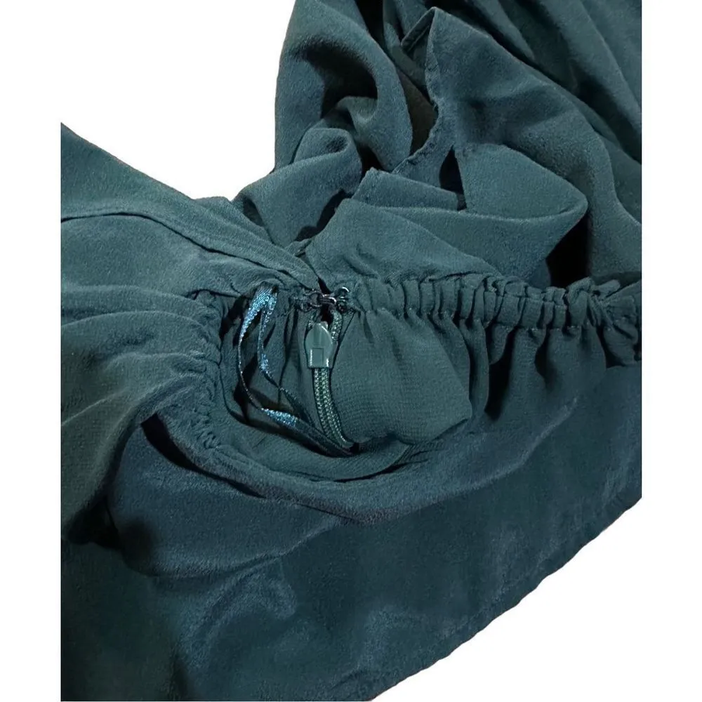 Maeve Anthropologie Holly Silk Chiffon Ruffle One Shoulder Green Blouse sz 4 - Image 9