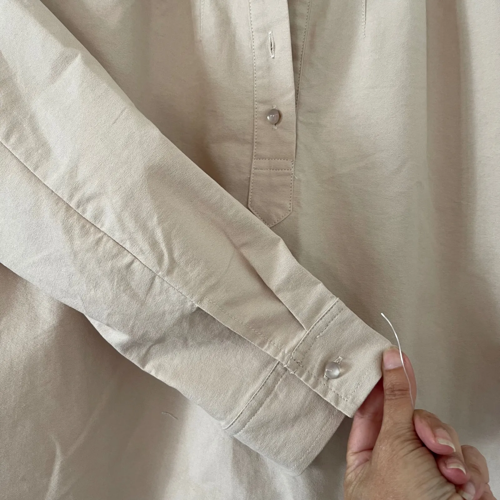 Pomander‎ Place Polly Womens XS Beige 3/4 Sleeve Button Up Shirt Dress Tan - Image 7