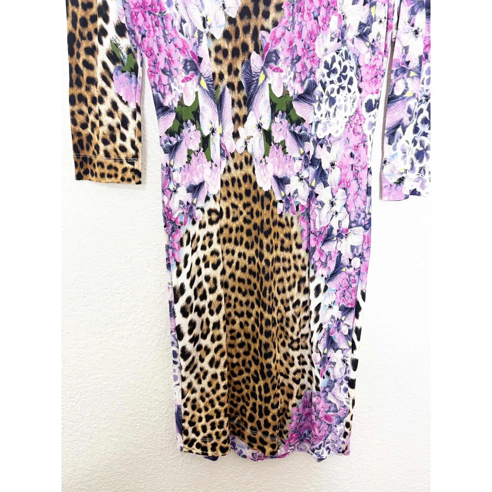 Just Cavalli Roberto Cavalli Y2k Mini Dress Size XL Animal Print Floral 90s Euro - Image 11