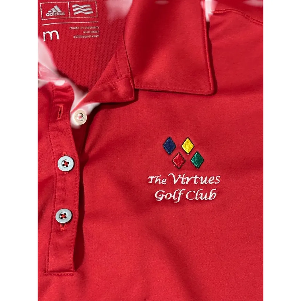 Adidas Red Womens Polo Shirt With Embroidered Design Sz M The Virtues Golf Club - Image 3
