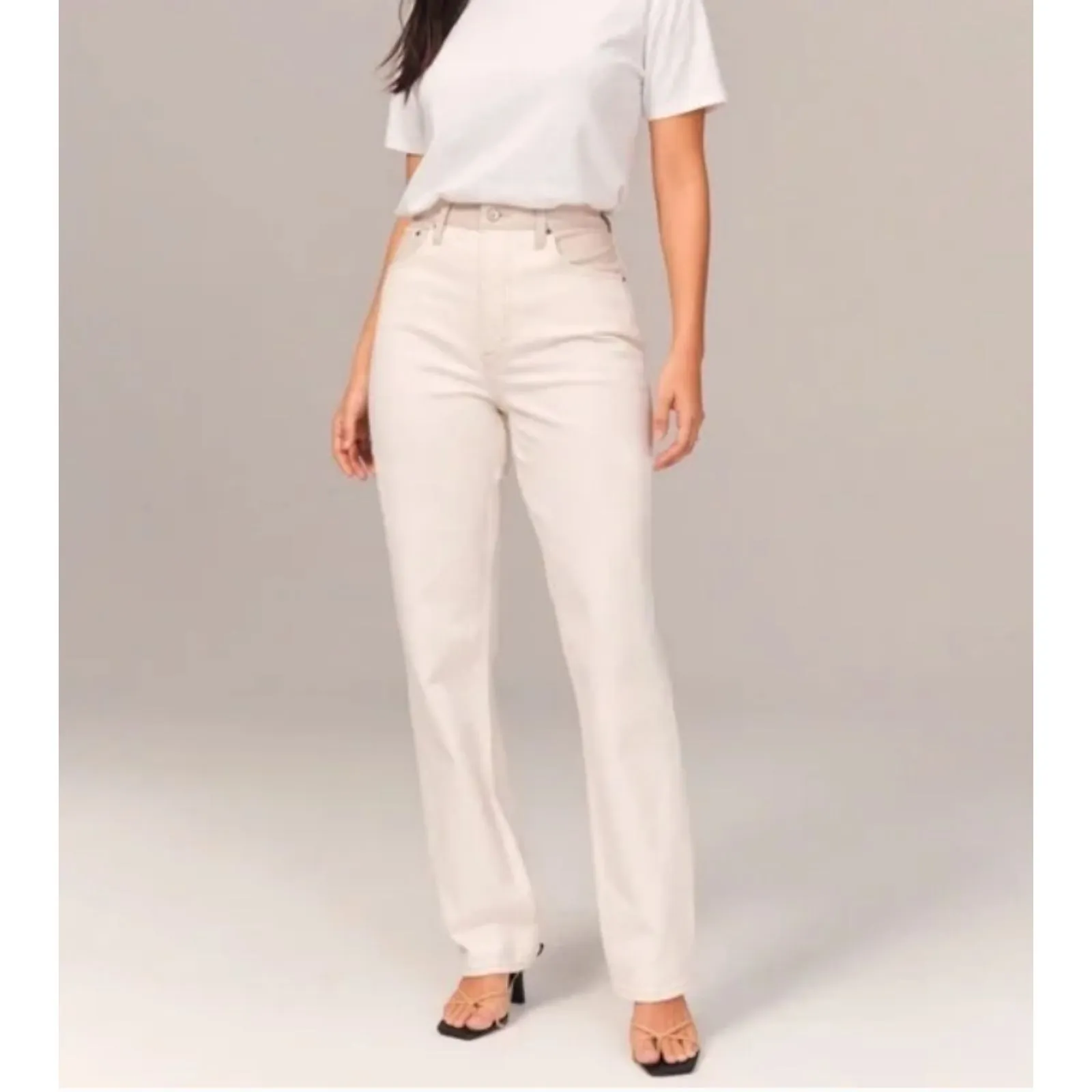 NWT Abercrombie & Fitch 90s Relaxed Curvy Love High Rise Faux Leather Applique 6 - Image 5