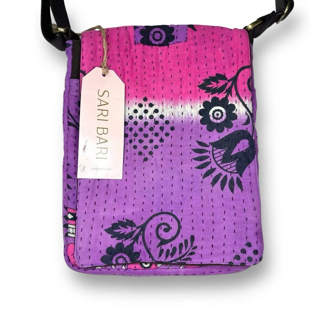 New Sari Bari Crossbody Satchel Bag | Vintage‎ Sari Purse | Handmade | India Pink - Image 3
