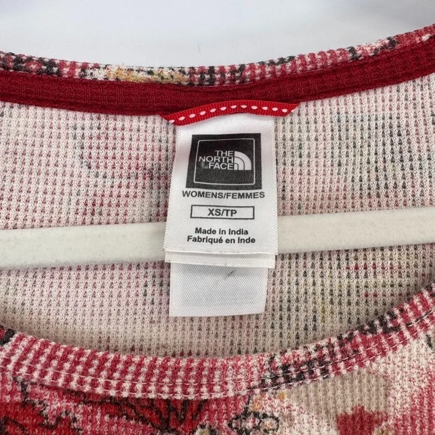 The North Face Thermal Top Womens XS Red Floral Cotton Blend Hiking Camping - Image 4