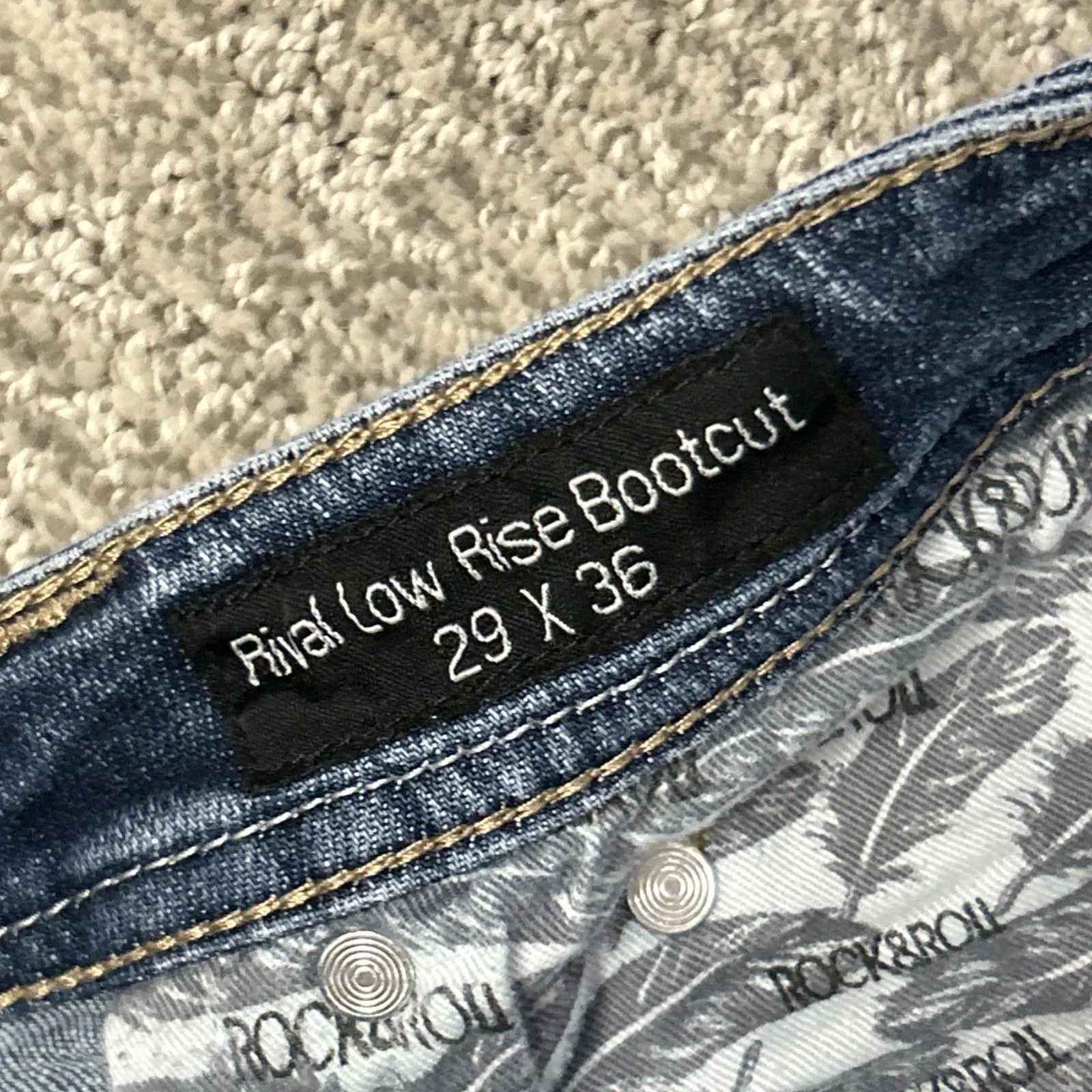 Rock & Roll Jeans Womens 29x33 Rival Low Rise Botocut Medium Wash Cowgirl Rodeo - Image 4