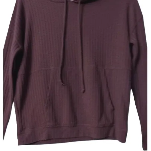Chaser XS Waffle‎ Knit Hoodie Pullover Maroon Cozy Minimalist Loungewear Comfy - Image 9