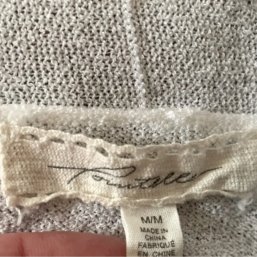 Pointelle White Cardigan Sweater Size M - Image 4