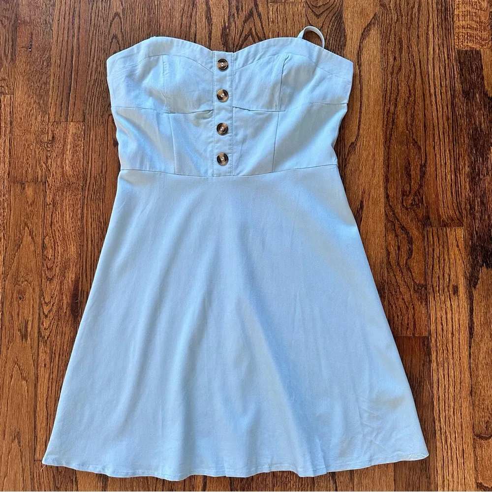 NWT Zaful Button Crisscross Cami Dress Baby Blue Small 4 - Image 3