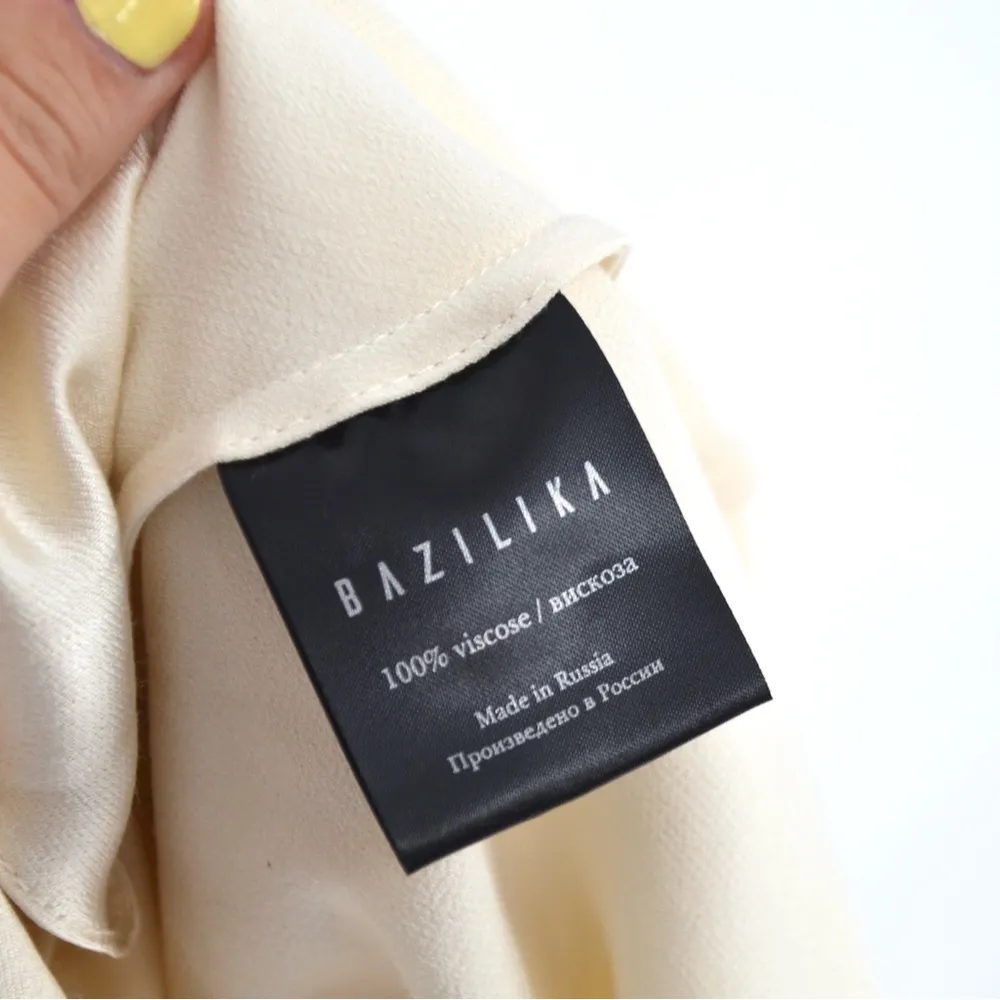 Bazilika Cowl Neck Satin Midi Slip Dress Fluid Drape in Cream Women's XS - Image 8