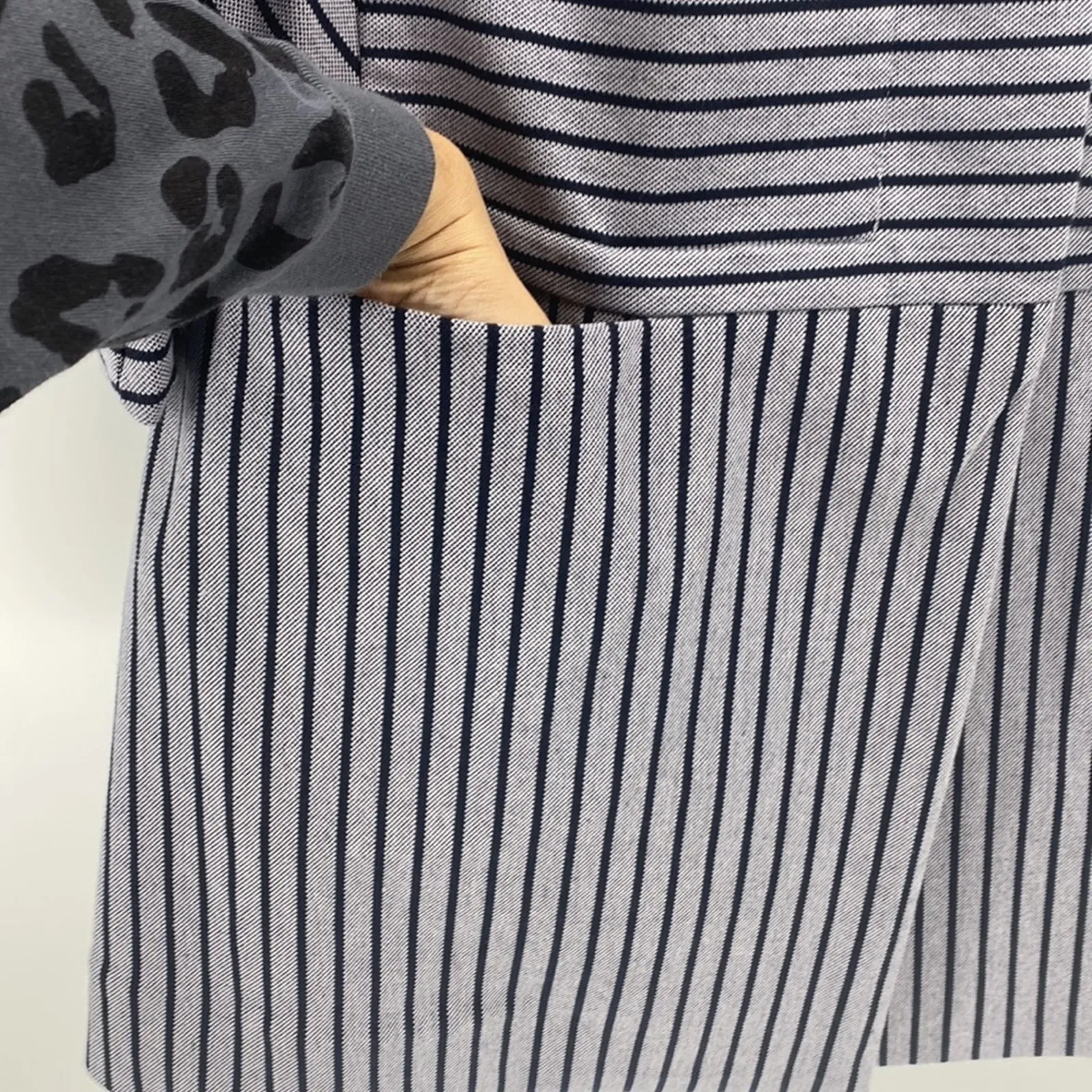 Cabi Dappled Stripe Car Coat Cotton Blend 3 quarter sleeve pockets size s - Image 8