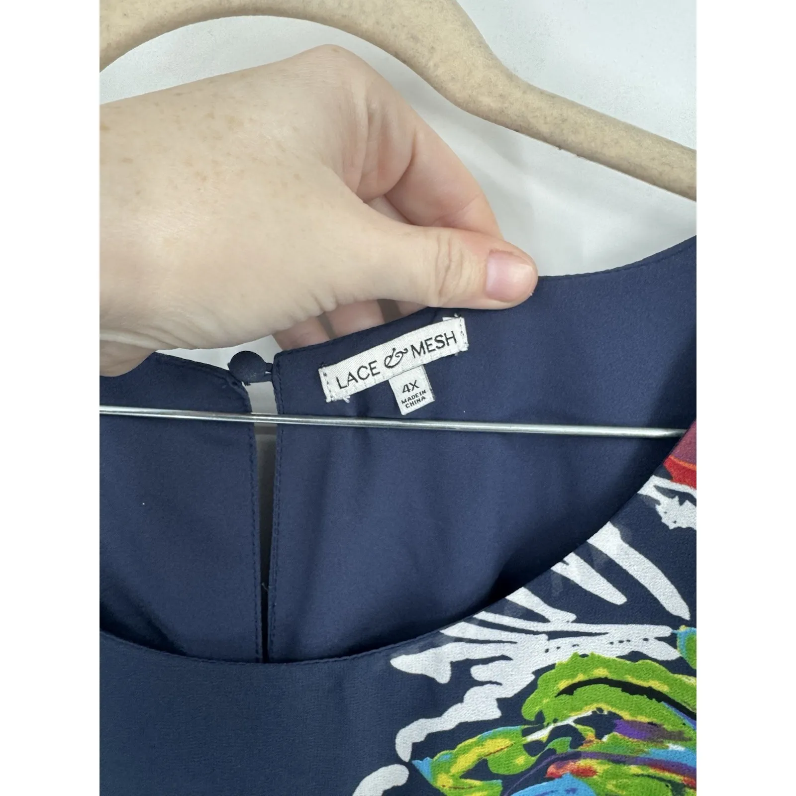 Lace & Mesh Maxi Plus Size 4X Navy Blue Dress Artsy Art To Wear Preppy Glam - Image 3