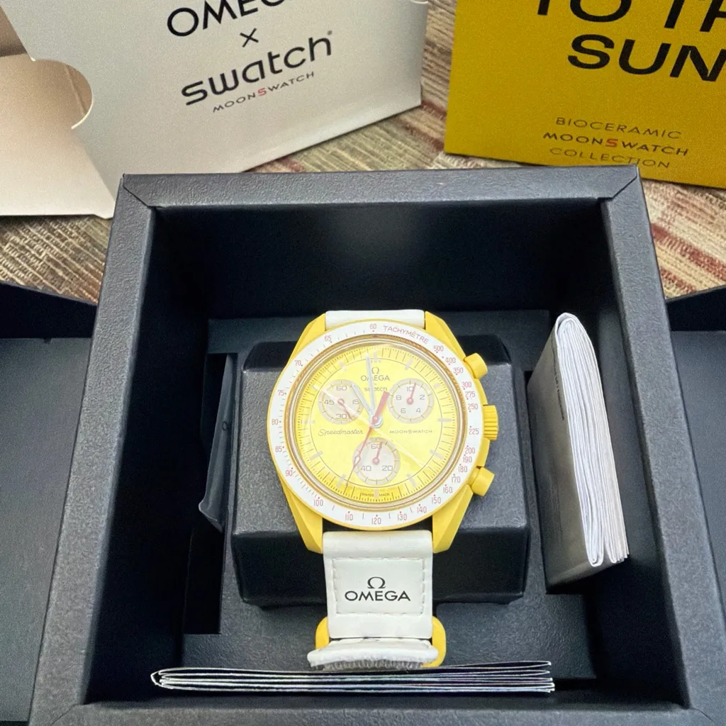 Omega Yellow and White Women's Watch mission to the sun - Image 2