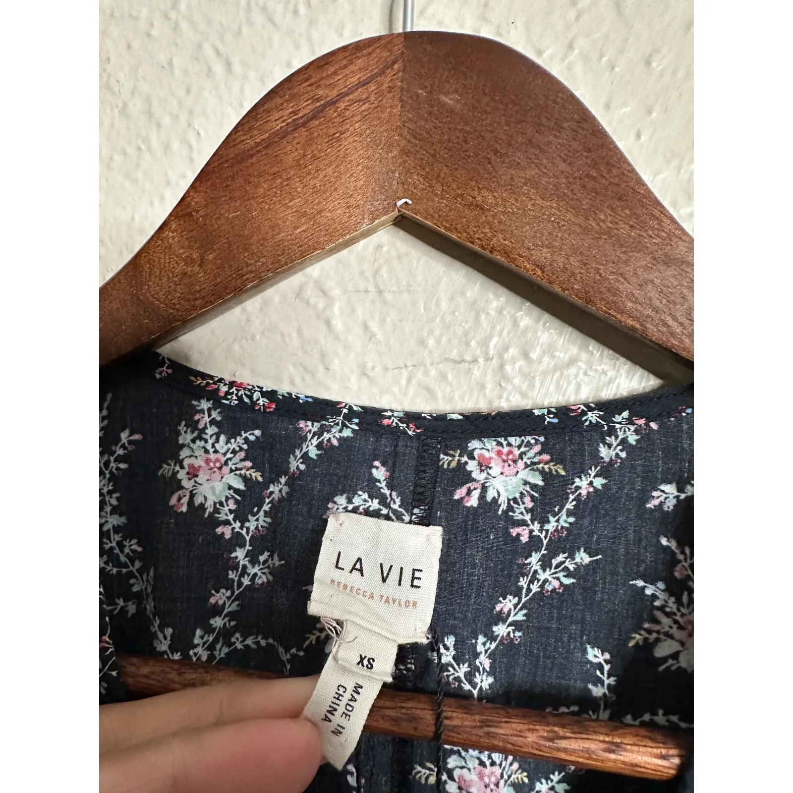 La Vie Rebecca Taylor Aubrie Floral Midi Dress Black Womans XS - Image 11