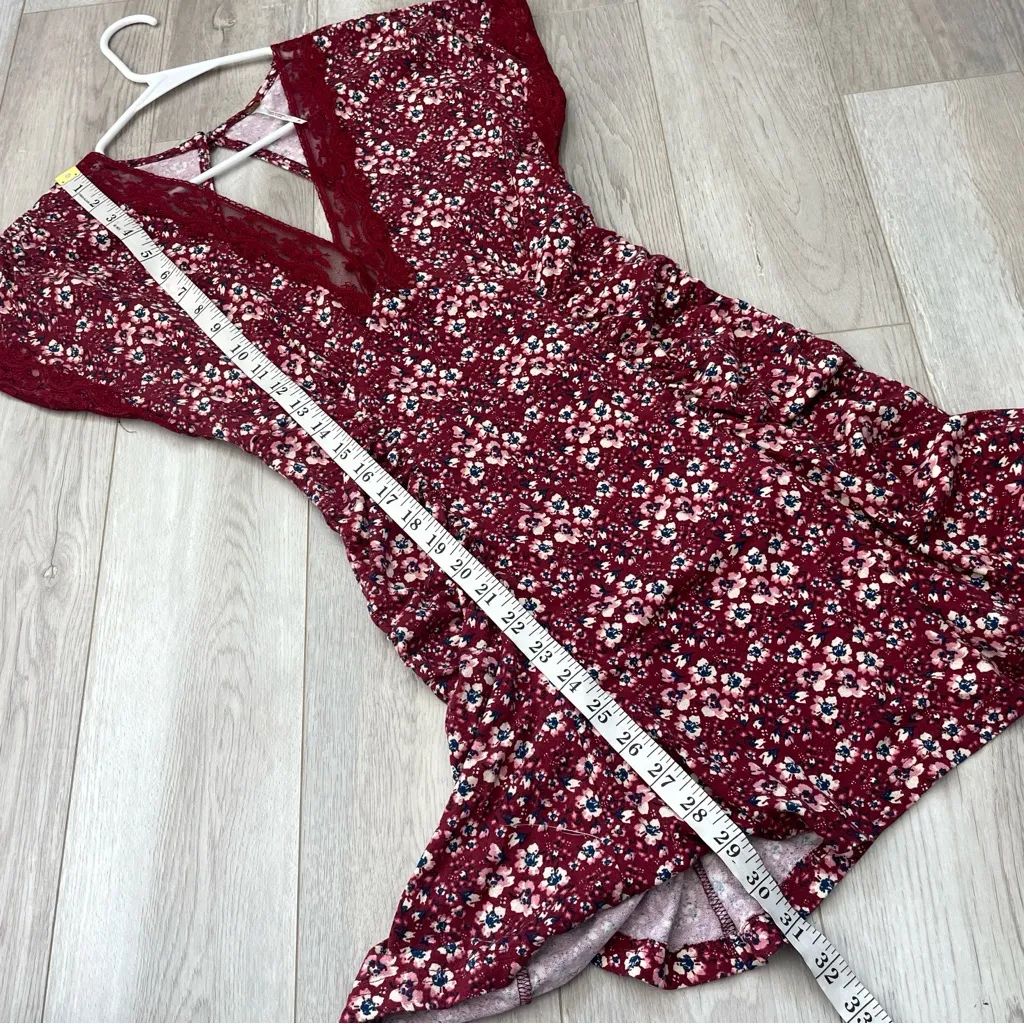 Free People Dress floral lace v neck mini womens Red (medium) sweet talker cute - Image 6
