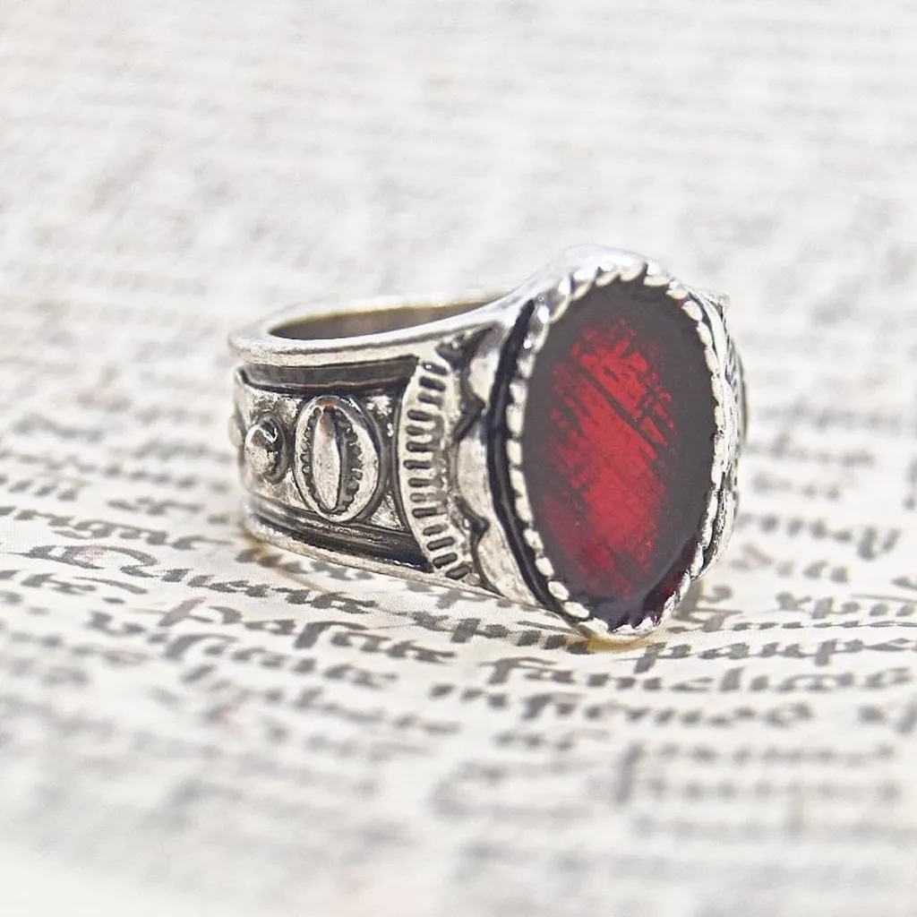 Medieval Garnet Signet Ring Silver - Image 8