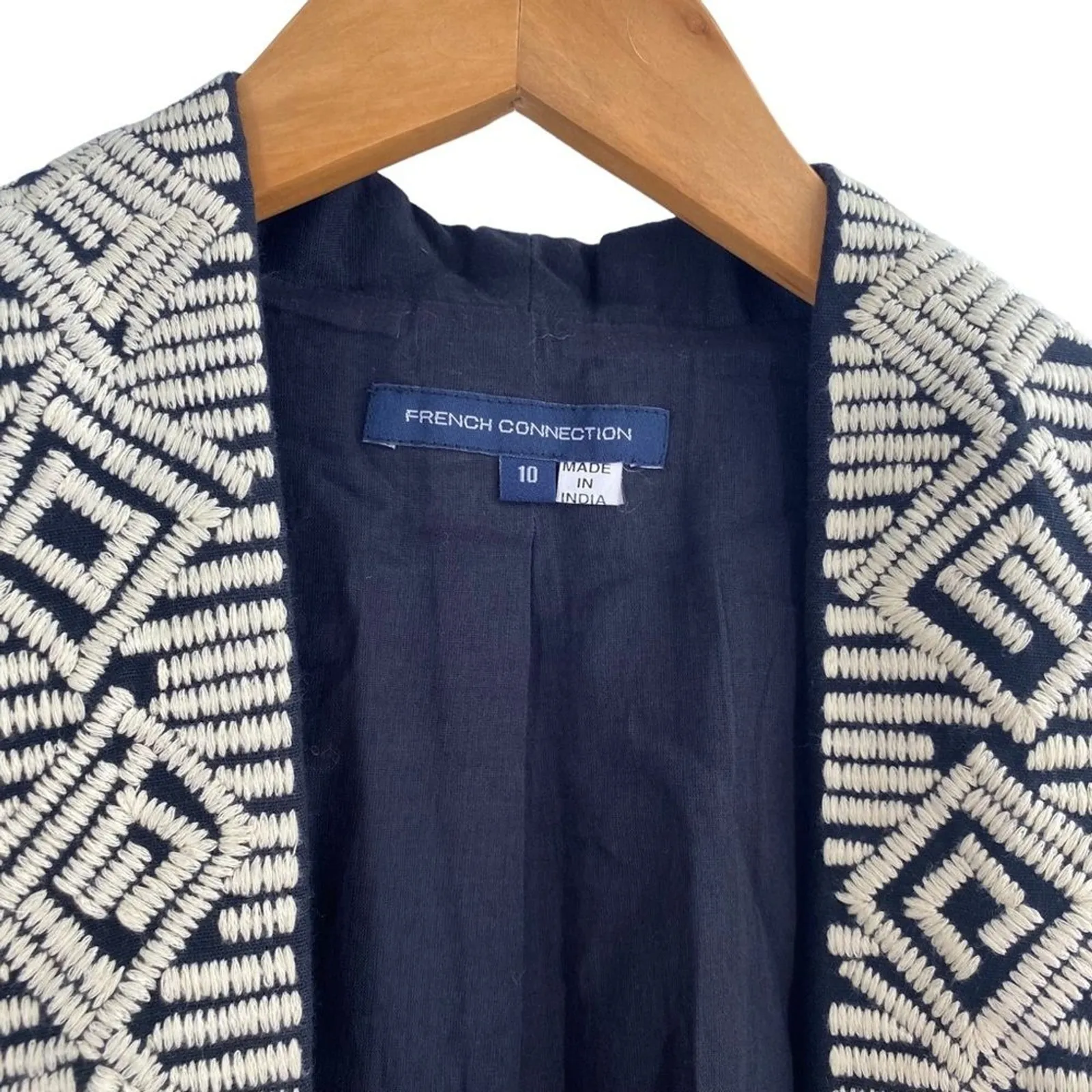 French Connection Size 10 Embroidered Tassel Fringe Vest Black Cowgirl Western‎ - Image 4