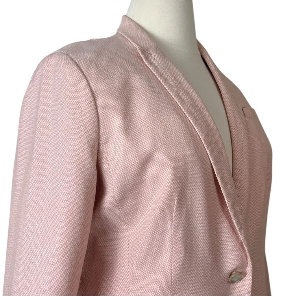 Talbots Blazer Notch Lapel Single Button Knit Peach White Women’s Plus Size 16 - Image 6