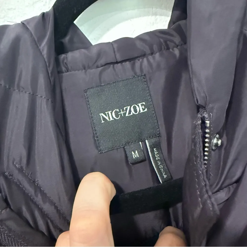 Nic + Zoe Catalyst Textured Puffy Fringe Coat in Night Shade M - Image 4