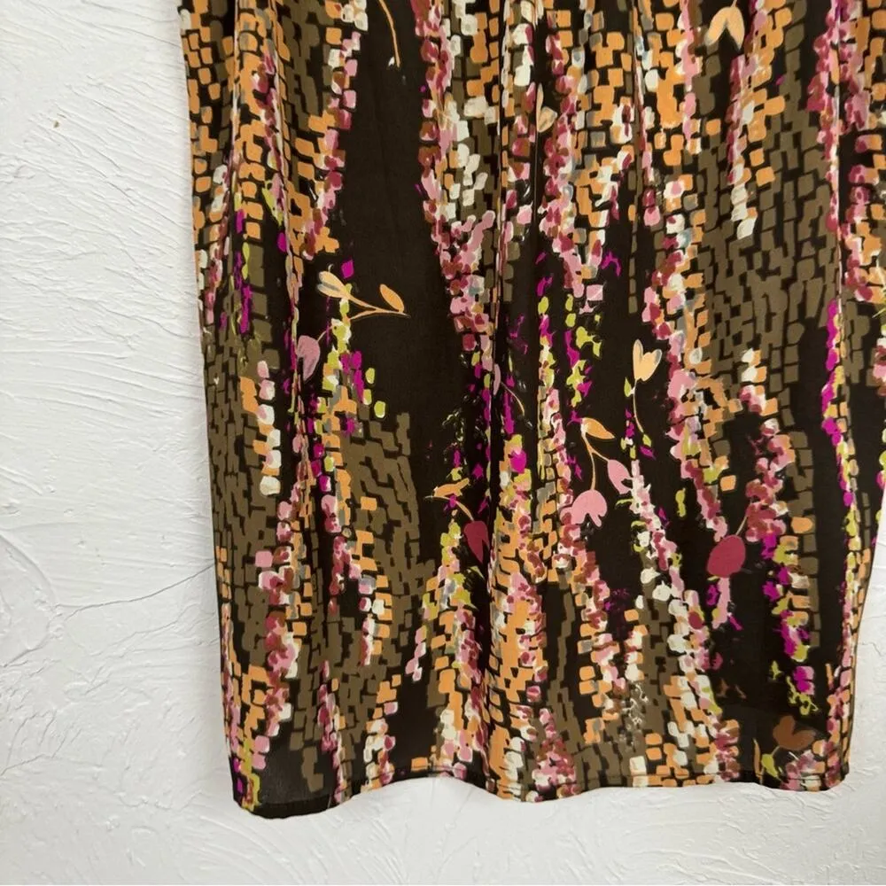 Cabi Brown Floral Print Tank Top Womens M Casual Summer Shirt Boho Y2K Tunic - Image 2