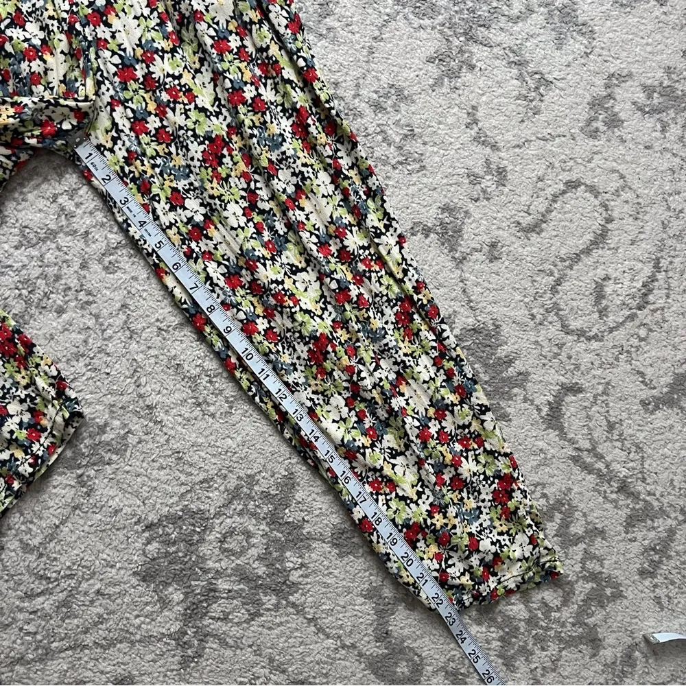 Free People Jumpsuit Ruffle Your Feathers Ditzy Floral Print Red Green Womens XS - Image 11