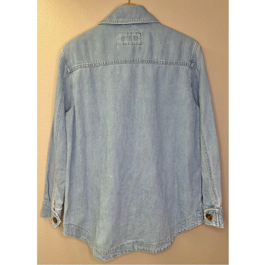 NWT LOFT Light Blue Cotton Linen Blend Denim Shirt Jacket - Image 6