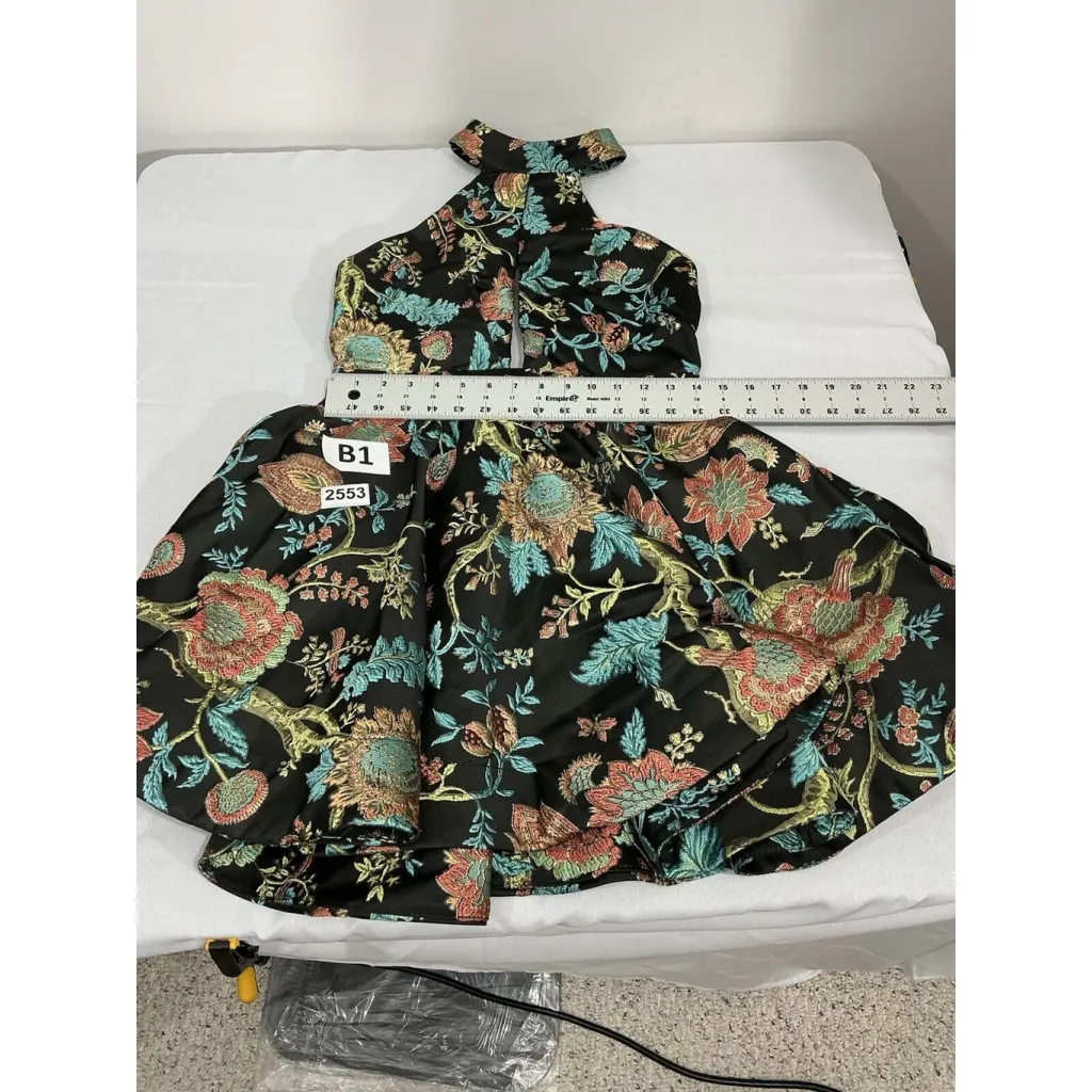 Womans Vava Voom M Black Multicolor Embroidered Floral Fit N Flare Mini Dress Size M - Image 6