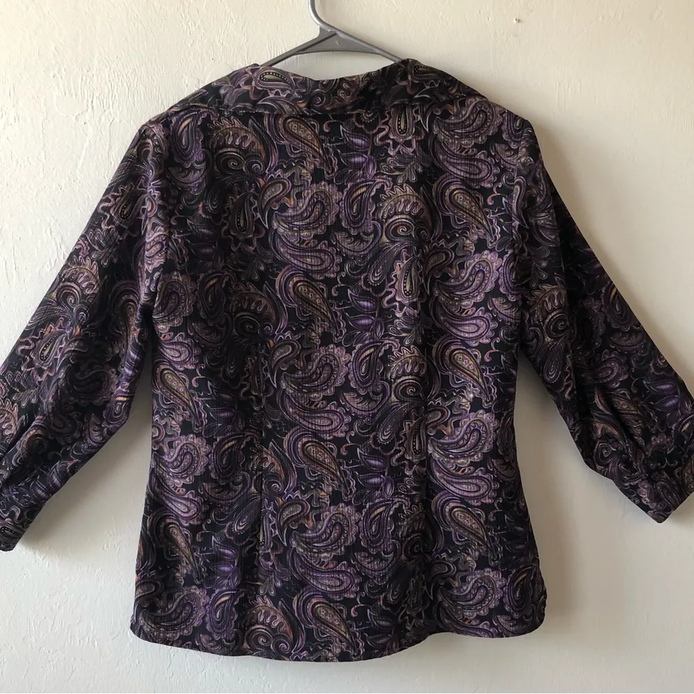 NOTATIONS Womens Open Shirt With Attached Camisole Size Small 100% Polyester - Image 6