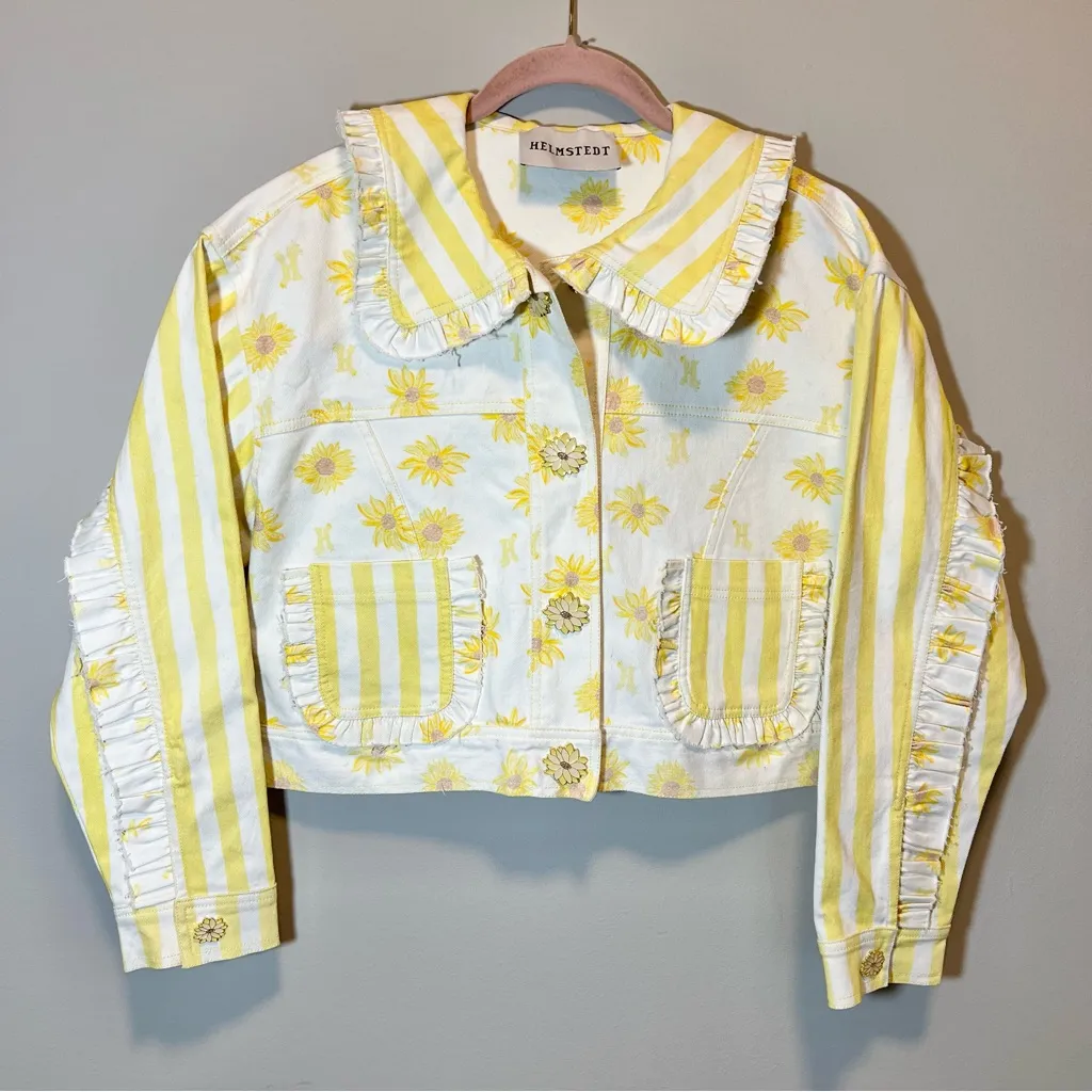 Helmstedt Women’s Yellow Ebi Sunflower Denim Jacket Small - Image 3