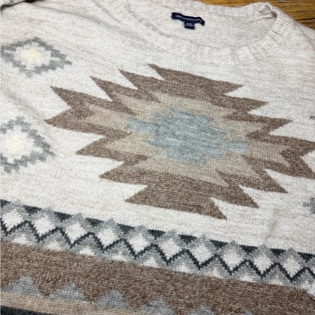 Geometric Patterned Sweater AE Wool Aztec Gray Brown winter Christmas grannycore - Image 5