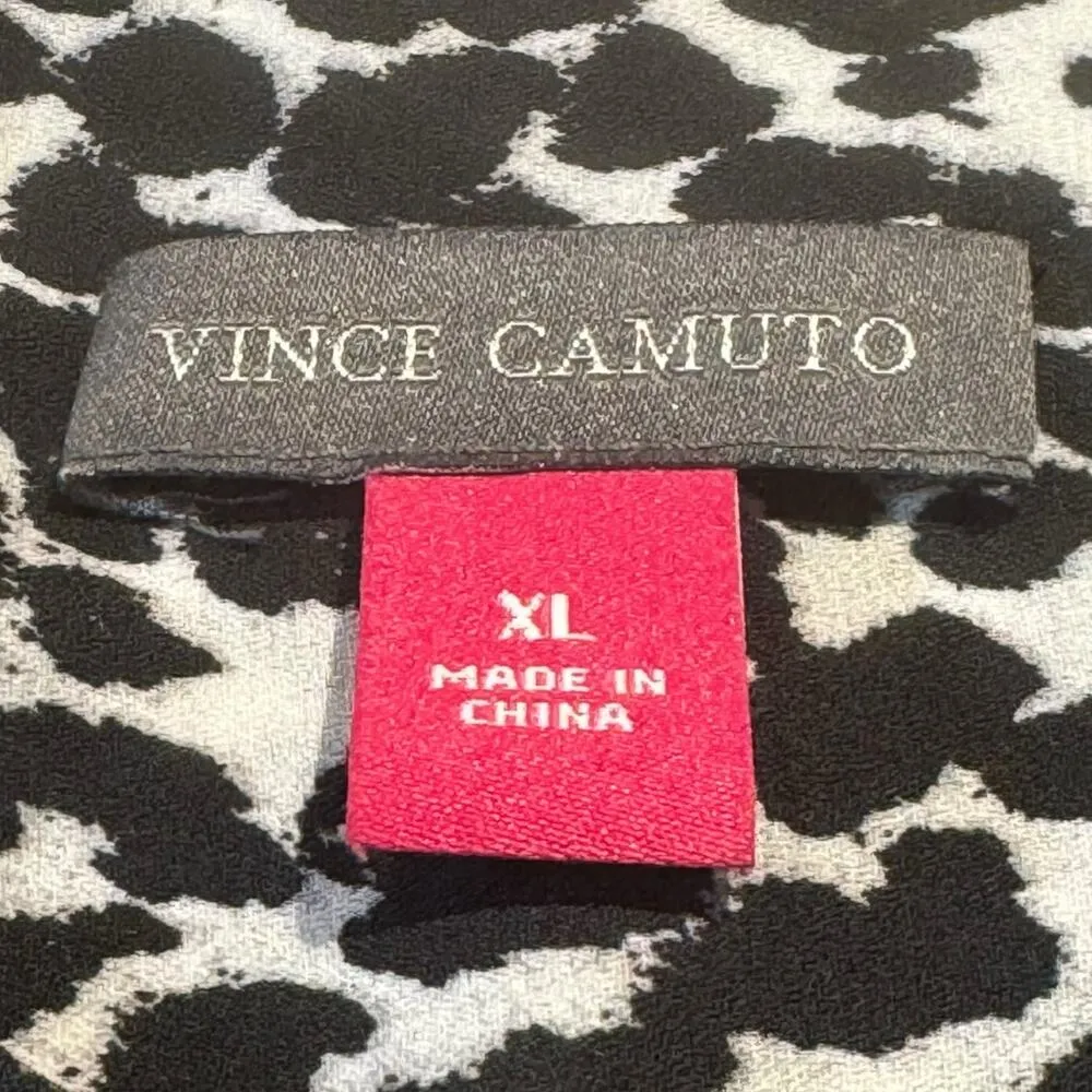 Vince Camuto Animal Print Long Sleeve Blouse Black White XL - Image 8