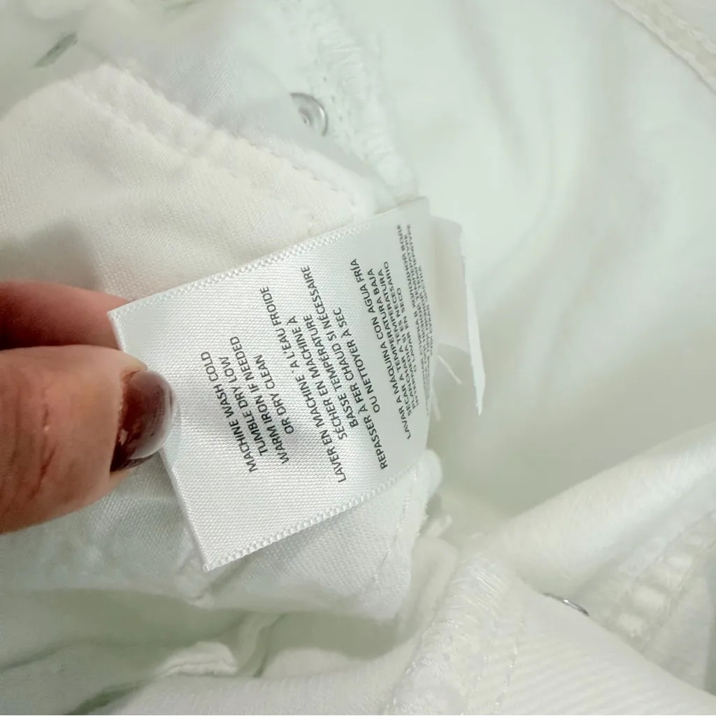 Re/Done 70s Stove Pipe Jean White Rioped Knees Raw Hem Size 29 Rigid Button Fly - Image 7