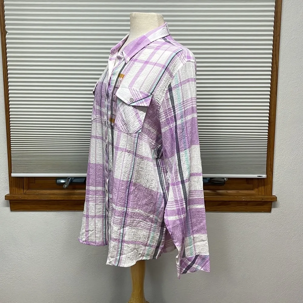 2X // Northcrest NWT Violet Plaid Long Sleeve Button Down Shirt - Image 5