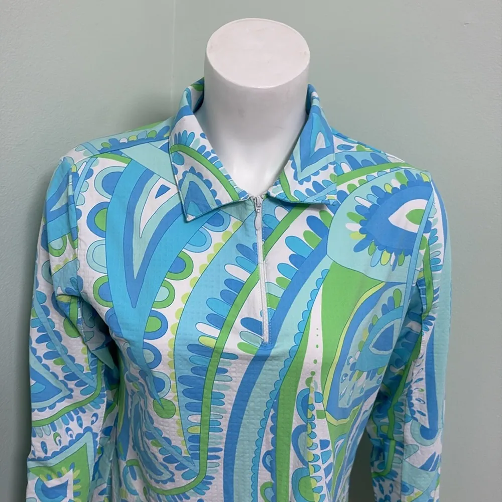 Icikuls Women’s Serena Long Sleeve Golf Sun Protection Polo Top Size Large Blue - Image 3