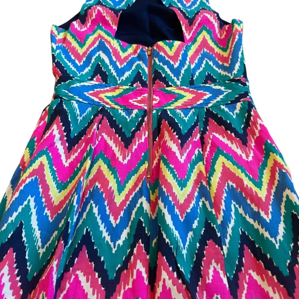 Lilly Pulitzer Sherlyn Chevron Print Dress Sleeveless Open Back Size 4 Women's - Image 10