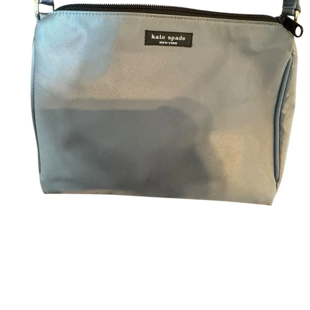 Kate Spade Vintage Satin Nylon Shoulder Bag Steel Blue Purse - 9 x11 - Image 3
