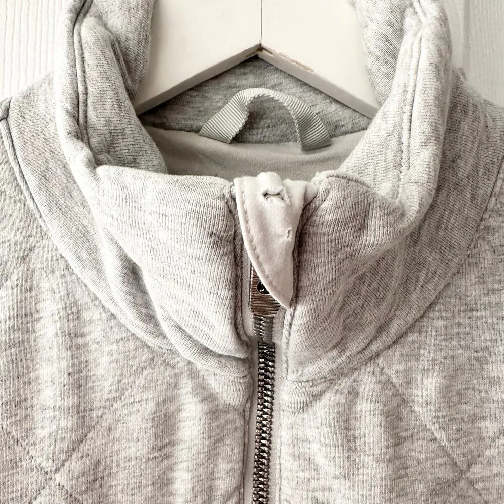 Lululemon Light Grey Forever Warm Quilted Heavyweight Quarter Zip Pullover 8 - Image 6