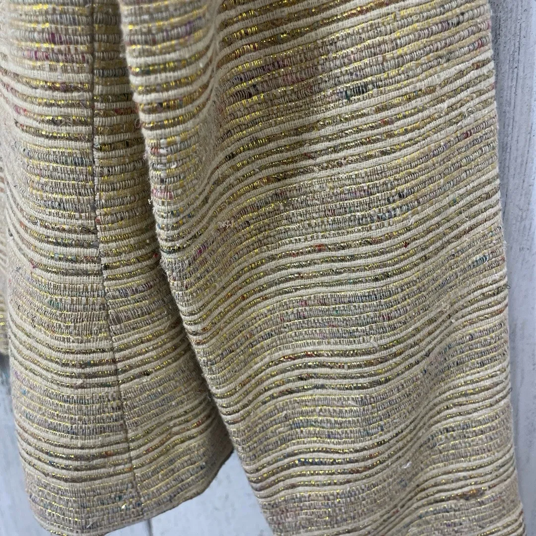 MAGGY LONDON Vintage Gold Striped Textured Metallic Blazer size 6 Holiday Party - Image 9