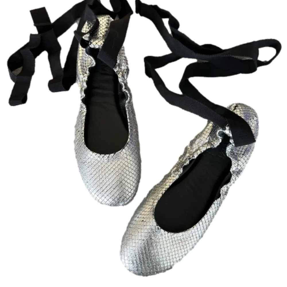 M. GEMI Balletto Metallic Silver Ballet Flats Size 36 - Image 2