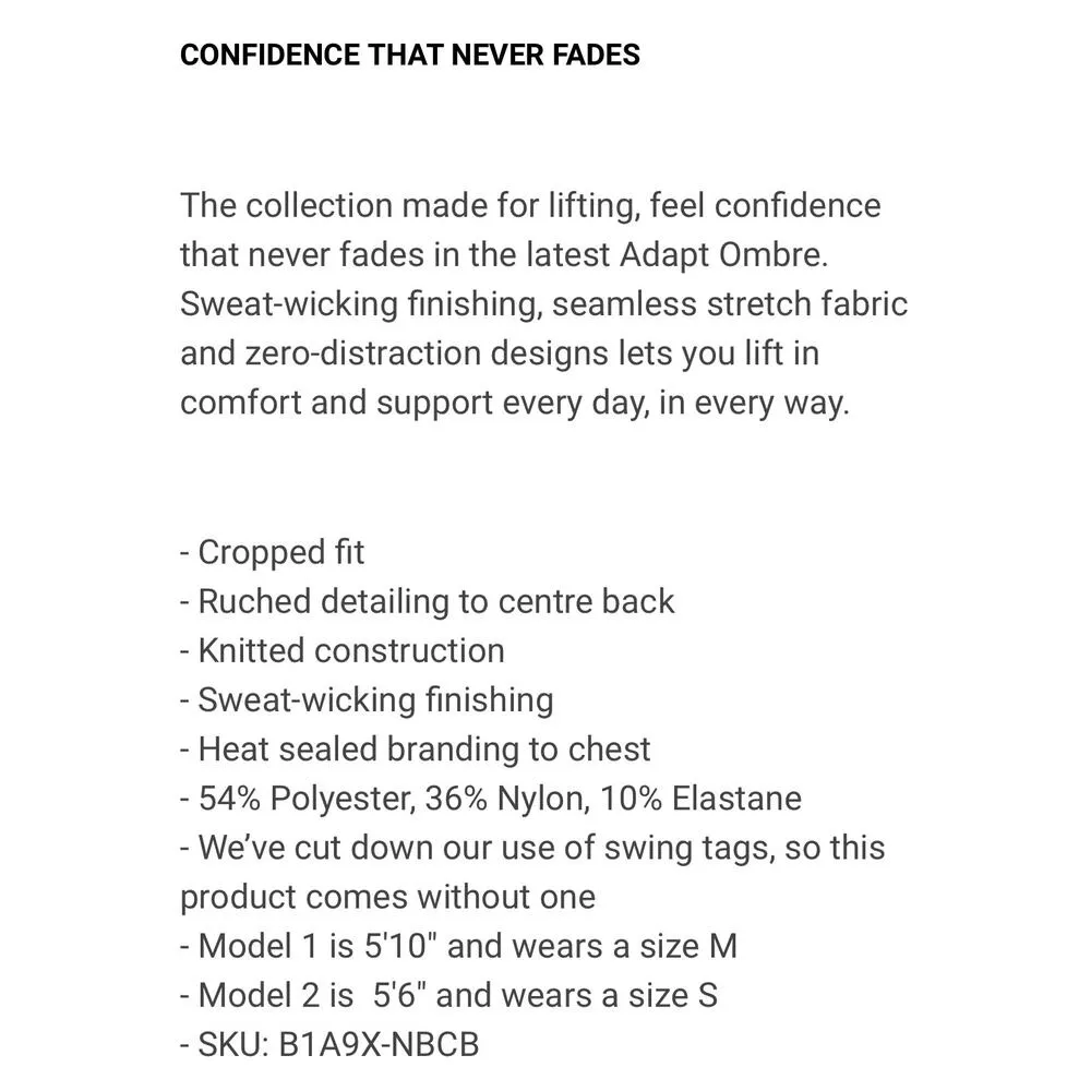 Gymshark Adapt Ombre Lifting Crop Top Long Sleeve Brown geometric Print Womens S - Image 13